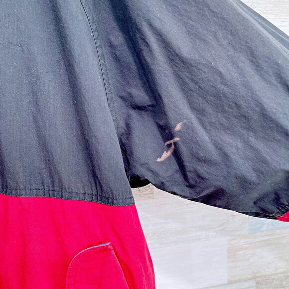 Swingster Vintage Colorblock Windbreaker Jacket Black Red Hooded Mens Medium - Picture 3 of 9